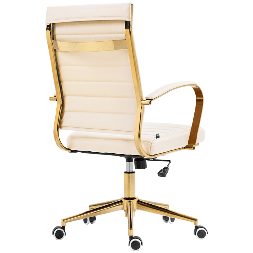 Silla de oficina Havanna en polipiel Simil cuero Crema 59X57X99 cm