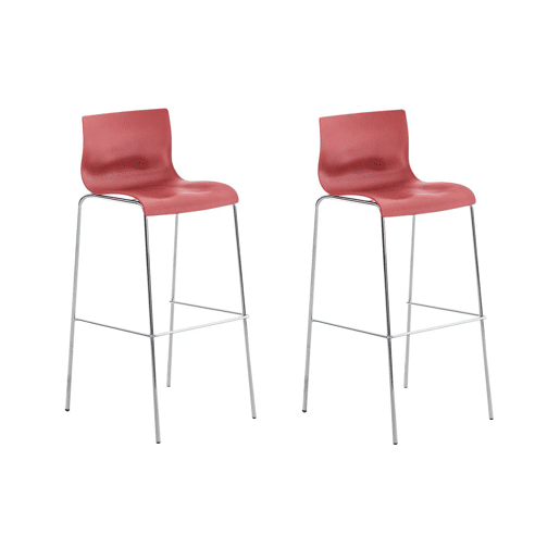 Pack de 2 Taburetes de Bar Hover de Plástico Rojo 48X43X100 cm Pack de 2 Taburetes de Bar Hover de Plástico Rojo 48X43X100 cm