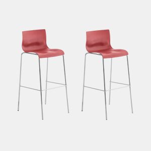 Pack de 2 Taburetes de Bar Hover de Plástico Rojo 48X43X100 cm