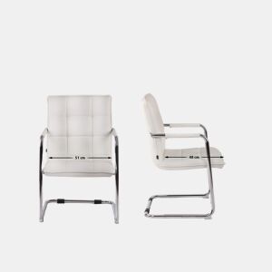 Silla De Conferencia Gandia En Cuero Sintético Simil cuero Blanco 64X57X89 cm