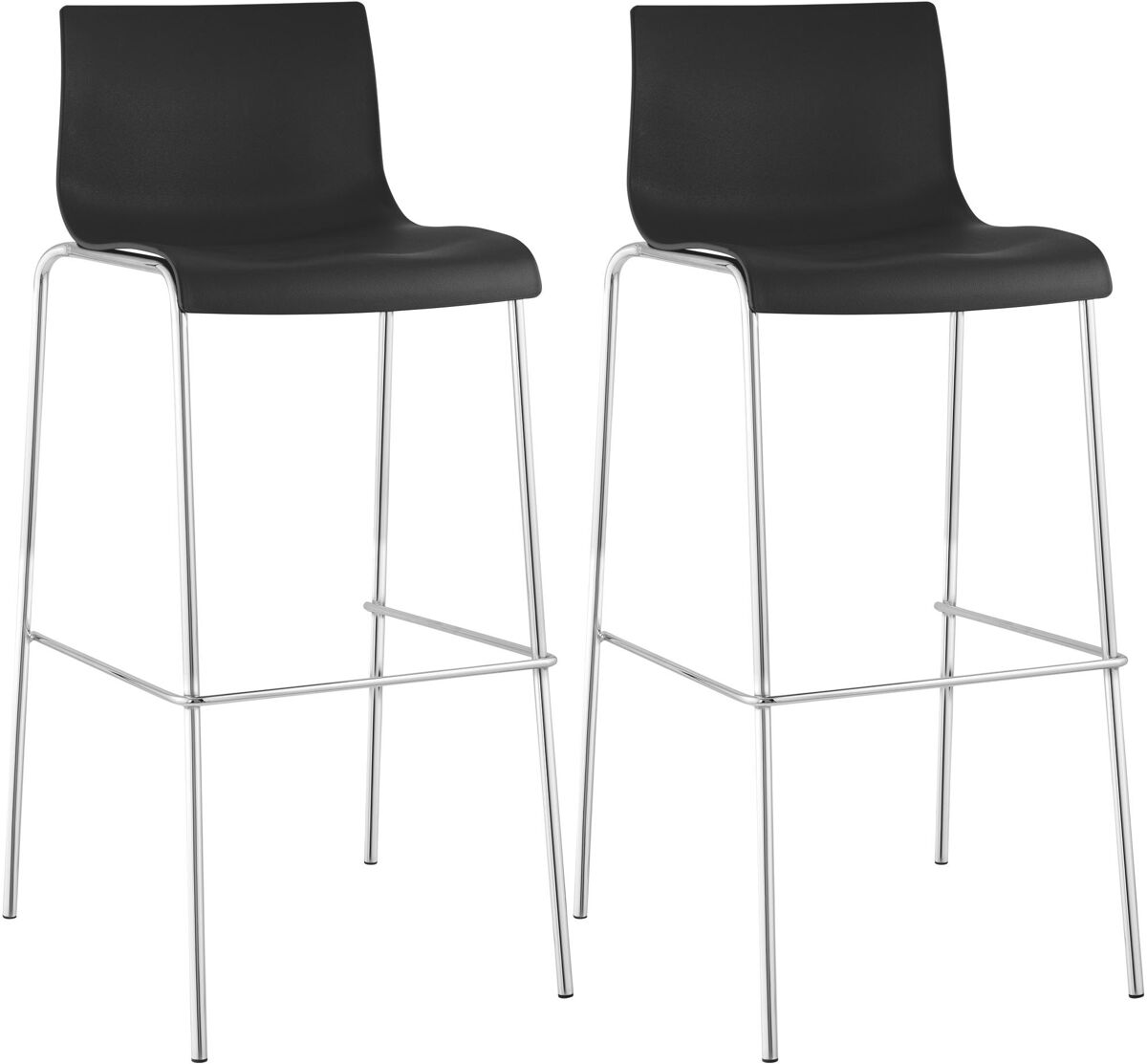 Pack de 2 taburetes de bar hover de plástico negro 48x43x100 cm
