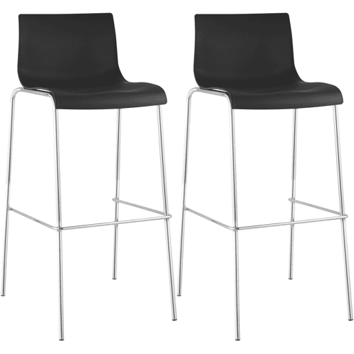 Pack de 2 Taburetes de Bar Hover de Plástico Negro 48X43X100 cm Pack de 2 Taburetes de Bar Hover de Plástico Negro 48X43X100 cm