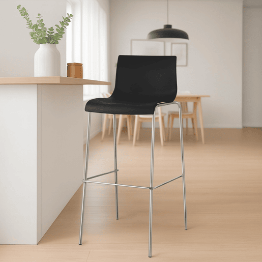 Pack de 2 Taburetes de Bar Hover de Plástico Negro 48X43X100 cm Pack de 2 Taburetes de Bar Hover de Plástico Negro 48X43X100 cm