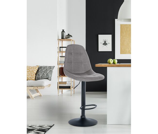 Taburete de bar elmore de tela metal gris 56x47x99 cm