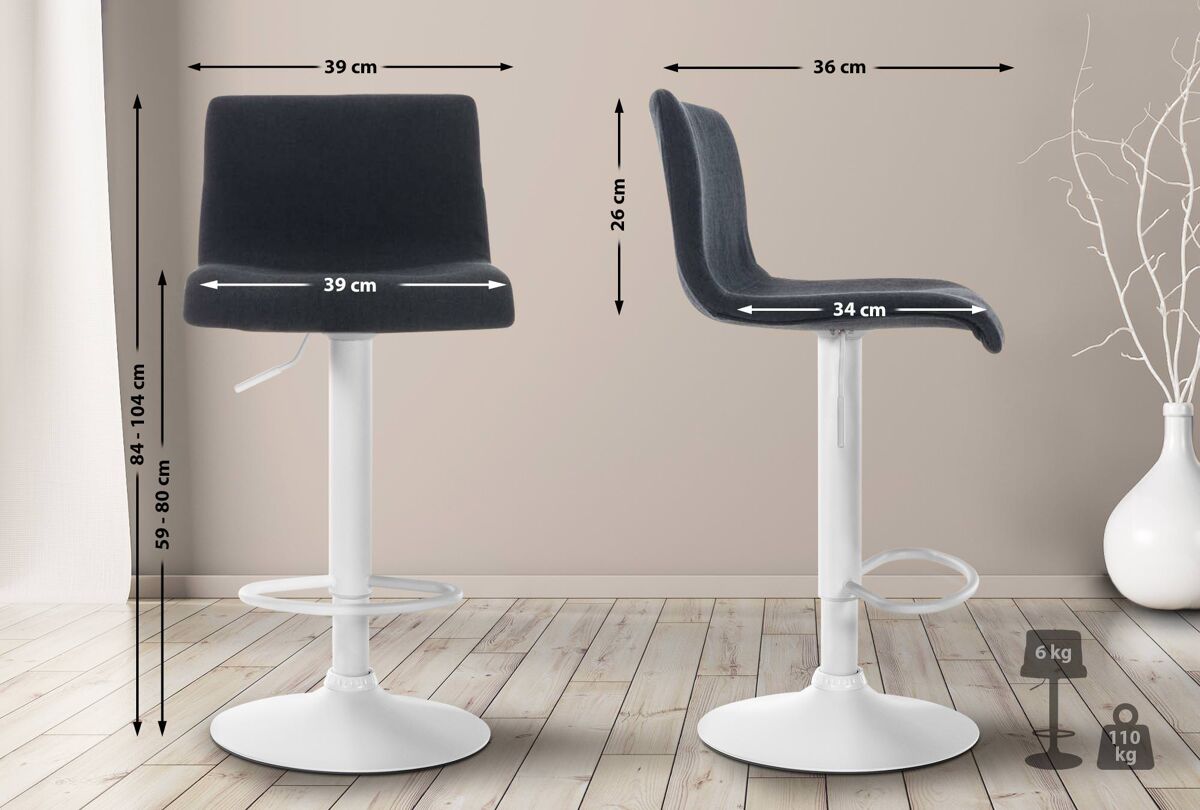 Taburete de bar hover en tela negro 36x39x84 cm