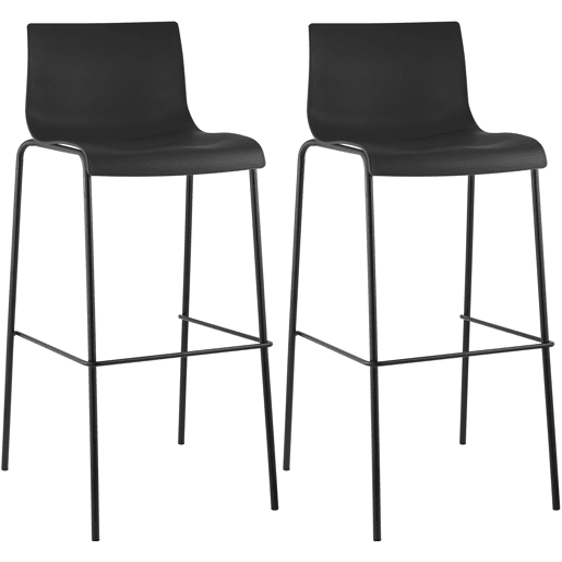 Pack de 2 Taburetes de Bar Hover de Plástico Negro 48X43X100 cm Pack de 2 Taburetes de Bar Hover de Plástico Negro 48X43X100 cm