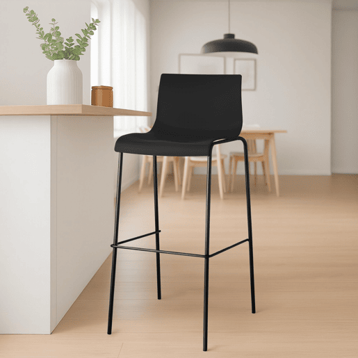 Pack de 2 Taburetes de Bar Hover de Plástico Negro 48X43X100 cm Pack de 2 Taburetes de Bar Hover de Plástico Negro 48X43X100 cm