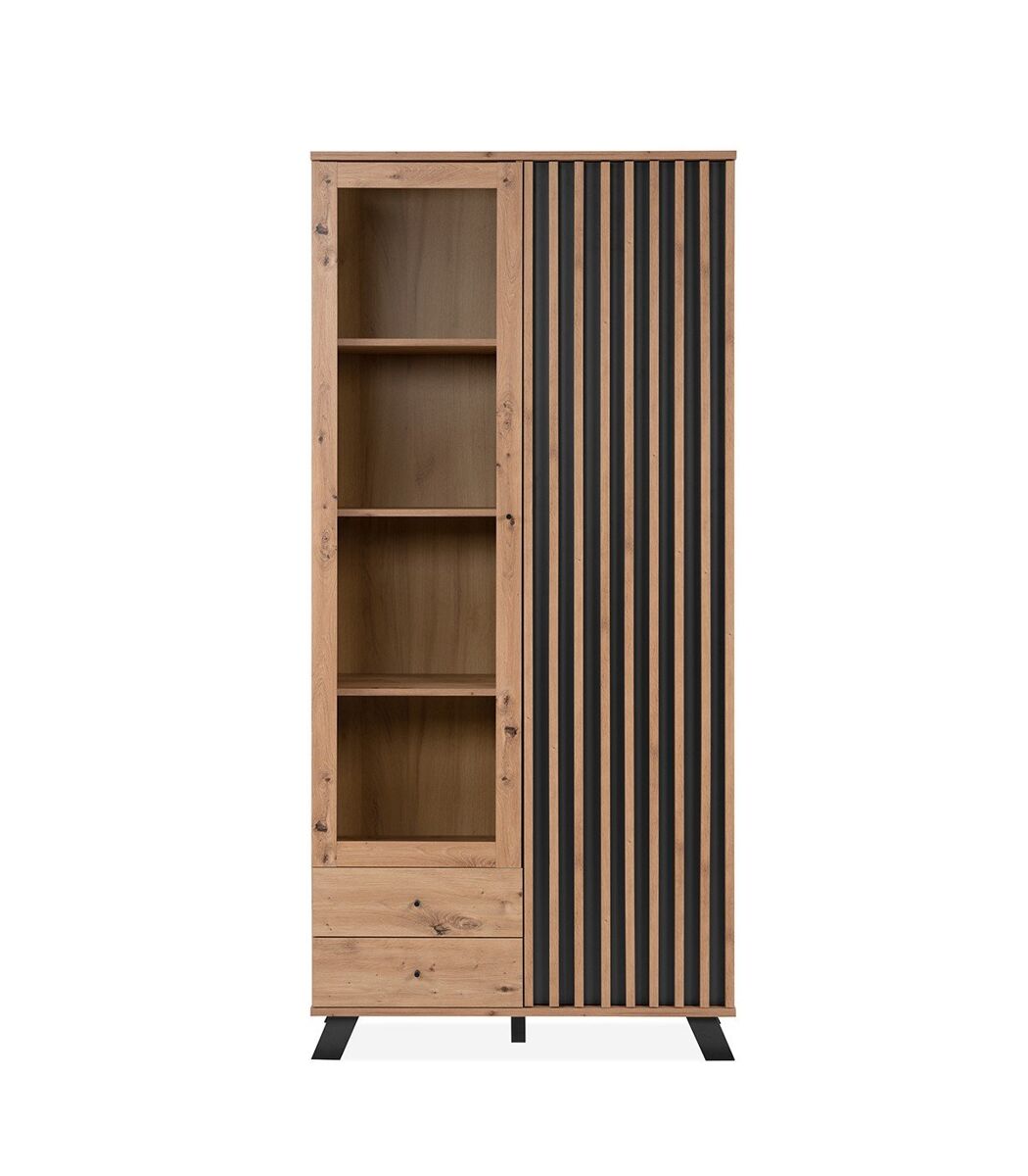 Vitrina 2 puertas y 2 cajones decoración roble l92 cm - lublin