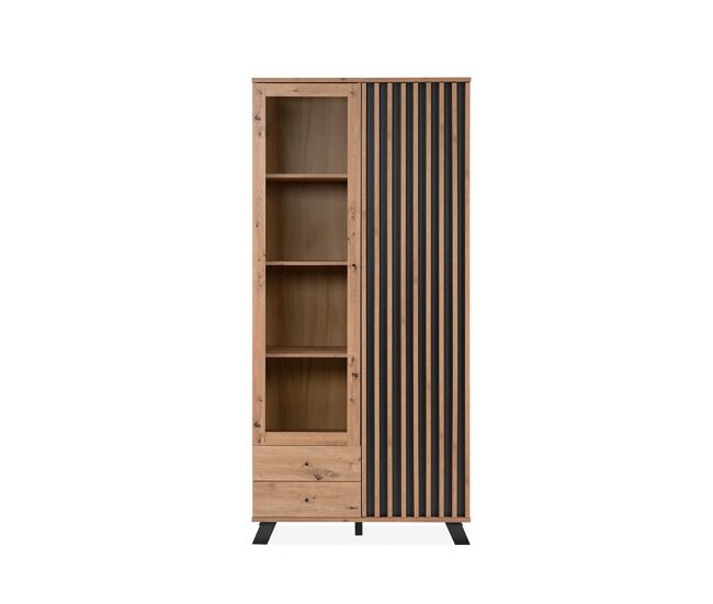 Vitrina 2 puertas y 2 cajones decoración roble l92 cm - lublin
