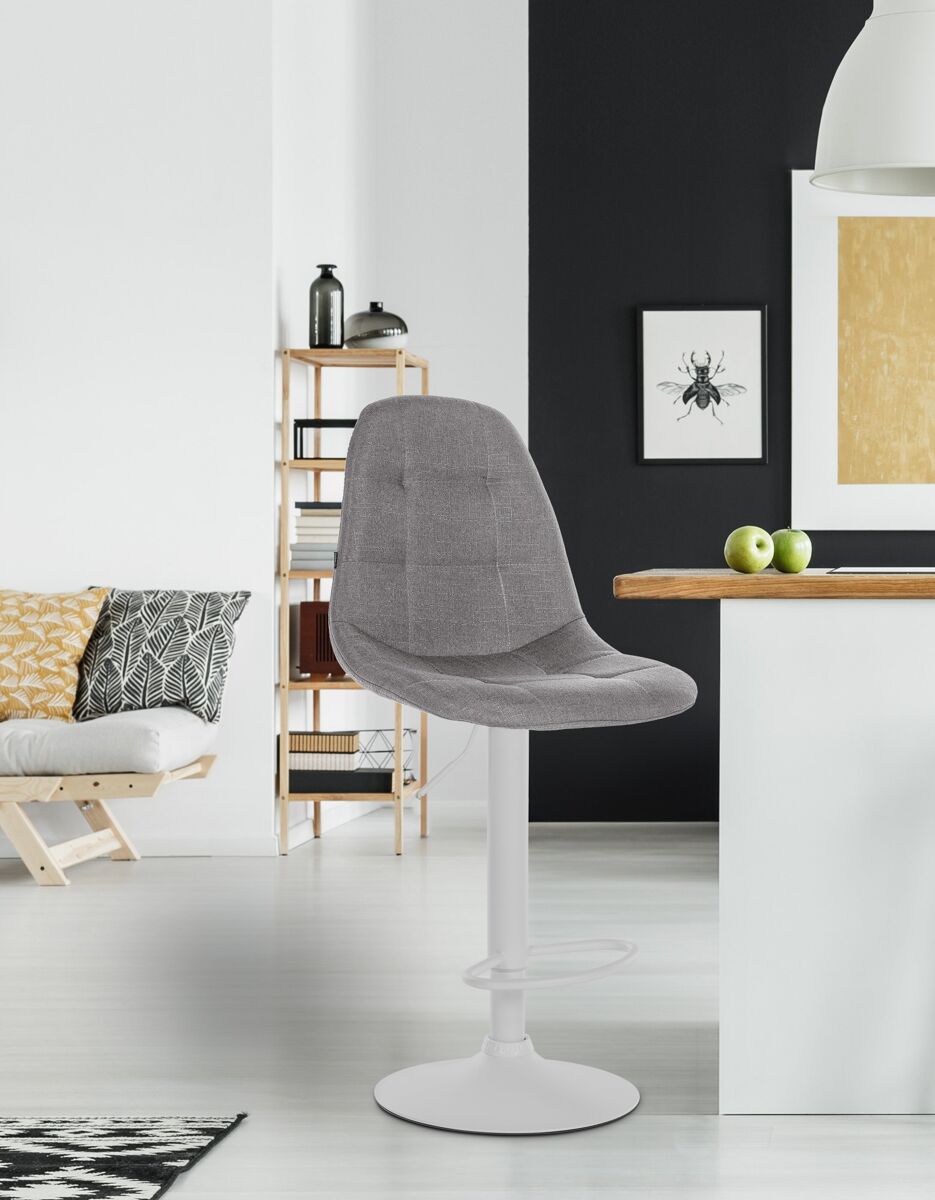 Taburete de bar elmore de tela metal gris 56x47x99 cm