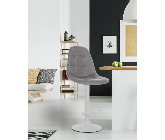 Taburete de bar elmore de tela metal gris 56x47x99 cm