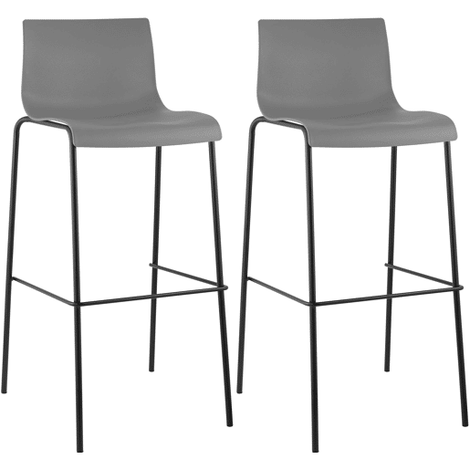 Pack de 2 Taburetes de Bar Hover de Plástico Gris 48X43X100 cm Pack de 2 Taburetes de Bar Hover de Plástico Gris 48X43X100 cm