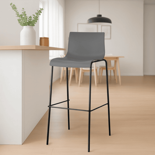 Pack de 2 Taburetes de Bar Hover de Plástico Gris 48X43X100 cm Pack de 2 Taburetes de Bar Hover de Plástico Gris 48X43X100 cm