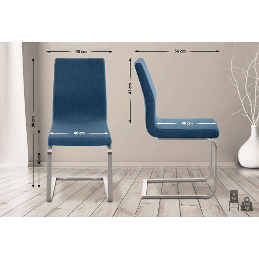 Silla de comedor Belfort de tela Azul 50X40X90 cm