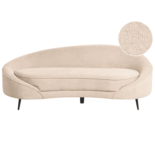Sofá SAVAR Bouclé Creme 3 lugares Sofá SAVAR Bouclé Creme 3 lugares