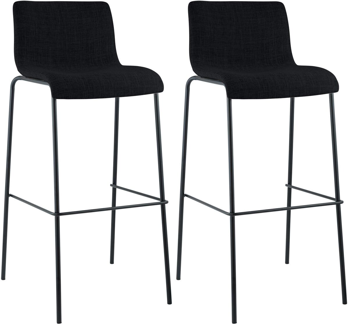 Juego de 2 taburetes de bar hover, tela, base de cuatro patas negro 48x43x100 cm