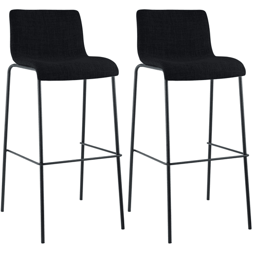 Juego de 2 taburetes de bar Hover, tela, base de cuatro patas Negro 48X43X100 cm Juego de 2 taburetes de bar Hover, tela, base de cuatro patas Negro 48X43X100 cm