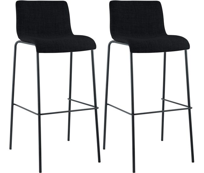 Juego de 2 taburetes de bar hover, tela, base de cuatro patas negro 48x43x100 cm