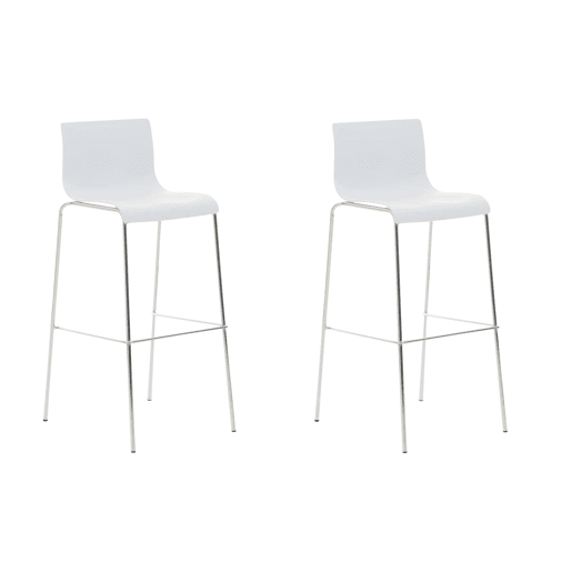 Pack de 2 Taburetes de Bar Hover de Plástico Blanco 48X43X100 cm