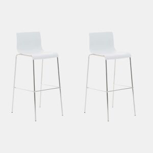 Pack de 2 Taburetes de Bar Hover de Plástico Blanco 48X43X100 cm