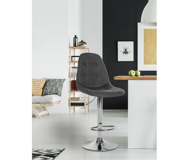 Taburete de bar elmore de tela metal gris oscuro 56x47x99 cm
