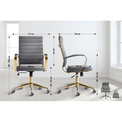 Silla de oficina Havanna en polipiel Simil cuero Gris 59X57X99 cm