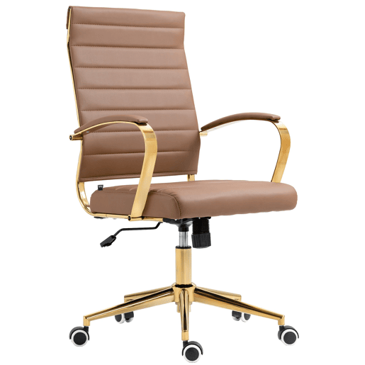 Silla de oficina Havanna en polipiel Simil cuero Marrón claro 59X57X99 cm