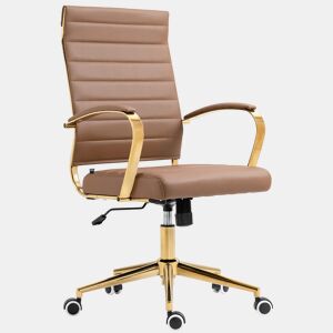 Silla de oficina Havanna en polipiel Simil cuero Marrón claro 59X57X99 cm