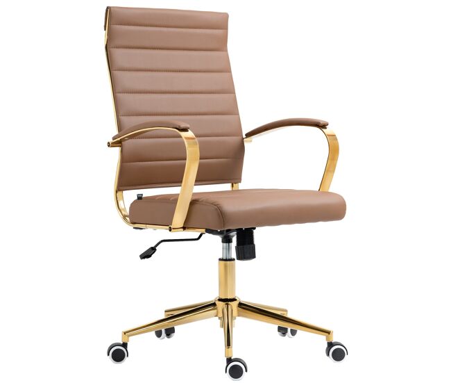 Silla de oficina havanna en polipiel simil cuero marrón claro 59x57x99 cm