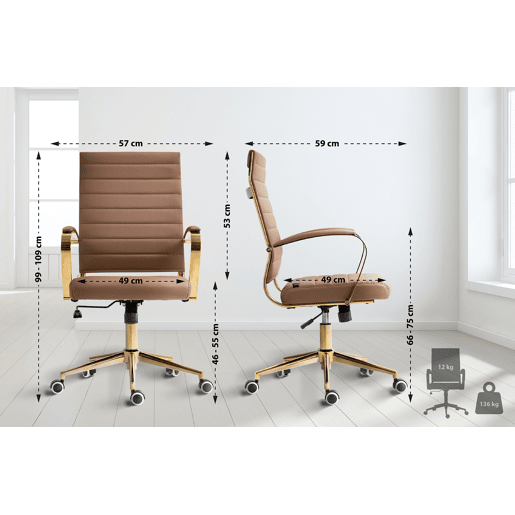 Silla de oficina Havanna en polipiel Simil cuero Marrón claro 59X57X99 cm