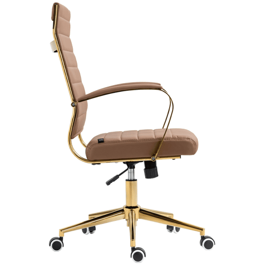 Silla de oficina Havanna en polipiel Simil cuero Marrón claro 59X57X99 cm
