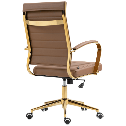 Silla de oficina Havanna en polipiel Simil cuero Marrón claro 59X57X99 cm