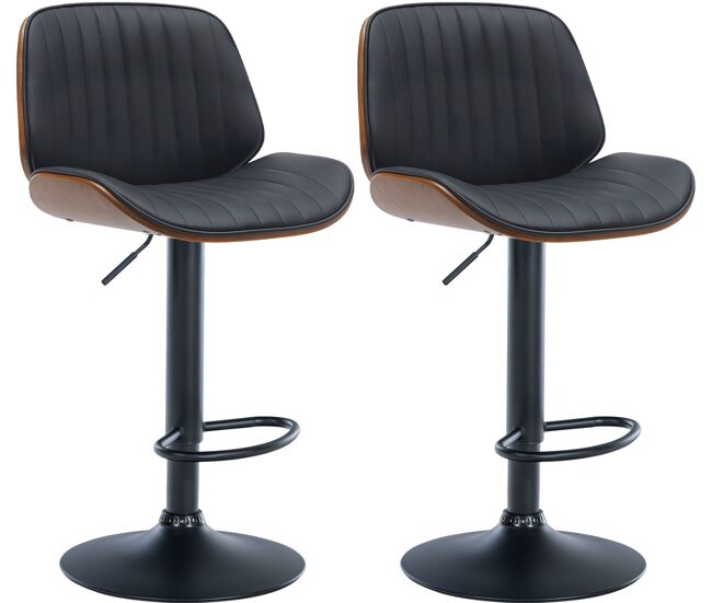 Set de 2 taburetes de bar nova en polipiel simil cuero nogal/negro 50x49.5x90 cm