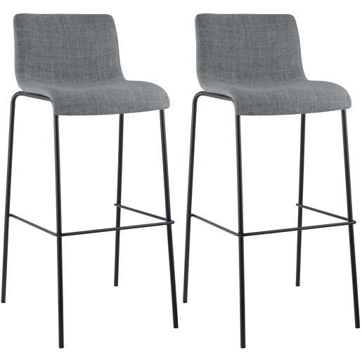 Juego de 2 taburetes de bar Hover, tela, base de cuatro patas Gris claro 48X43X100 cm