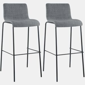 Juego de 2 taburetes de bar Hover, tela, base de cuatro patas Gris claro 48X43X100 cm