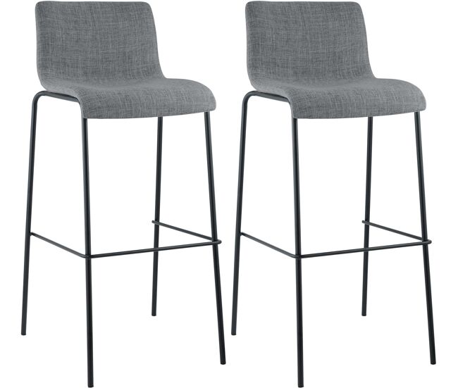 Juego de 2 taburetes de bar hover, tela, base de cuatro patas gris claro 48x43x100 cm