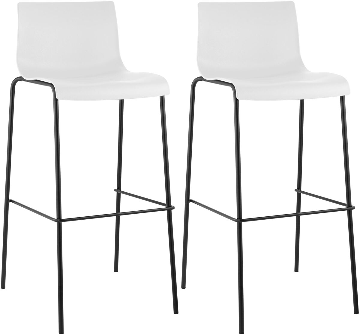 Pack de 2 taburetes de bar hover de plástico blanco 48x43x100 cm