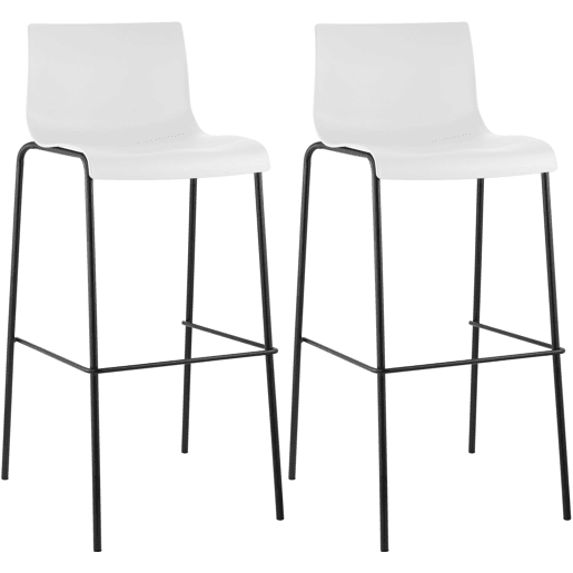 Pack de 2 Taburetes de Bar Hover de Plástico Blanco 48X43X100 cm