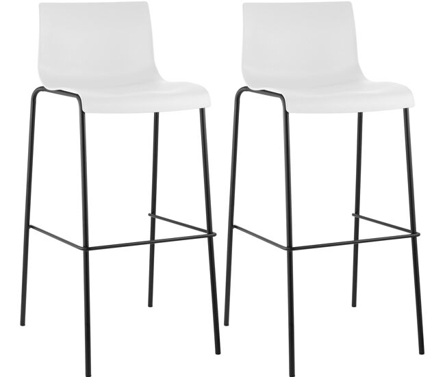Pack de 2 taburetes de bar hover de plástico blanco 48x43x100 cm
