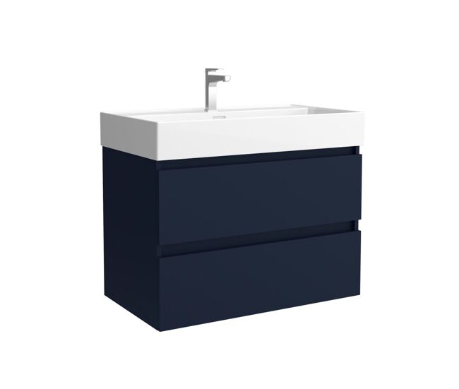 Mueble de baño bequia 80cm + lavabo cerámica | azul mate|80x45x66