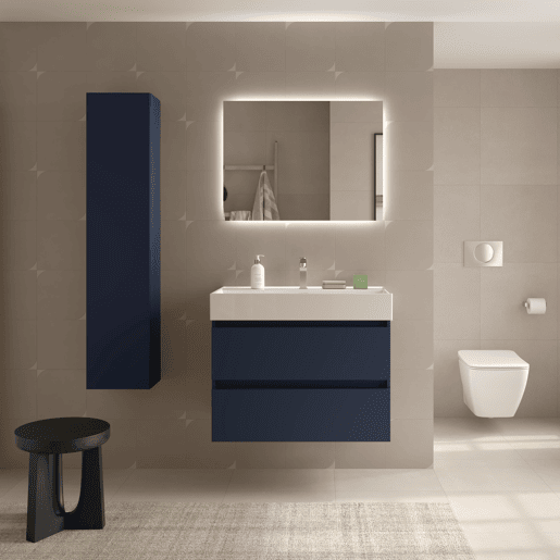 Móveis de banheiro Bequia 80cm + pia de cerâmica |Cor azul acetinado|80x45x66 Móveis de banheiro Bequia 80cm + pia de cerâmica |Cor azul acetinado|80x45x66