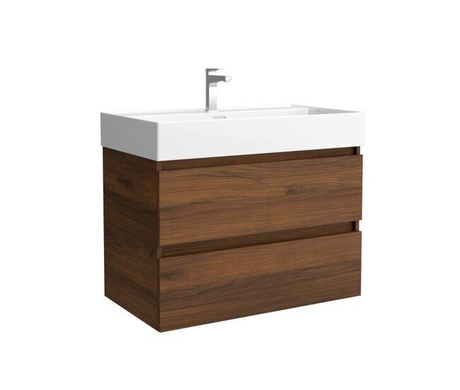 Mueble de baño bequia 100cm + lavabo cerámica | nogal|100x45x66