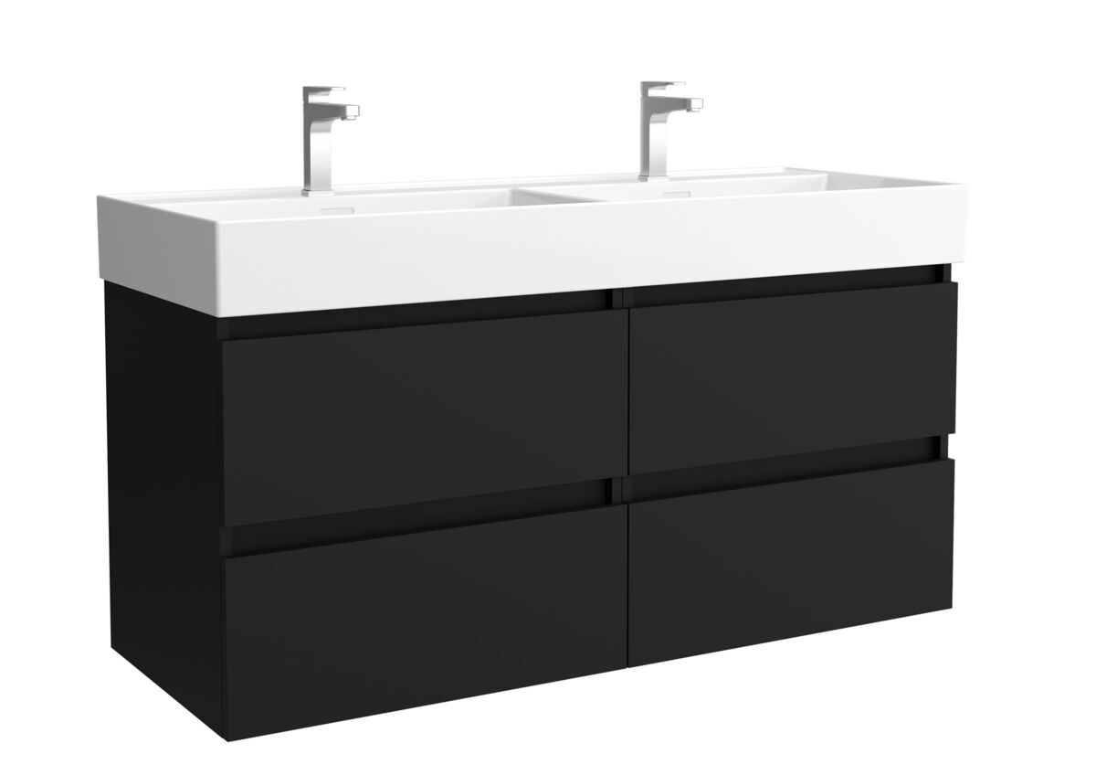 Mueble de baño bequia 120cm + lavabo cerámica | negro mate|120x45x66