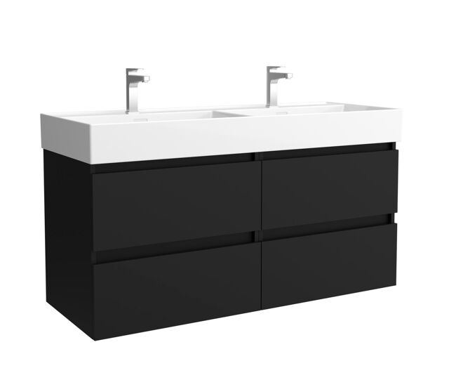 Mueble de baño bequia 120cm + lavabo cerámica | negro mate|120x45x66