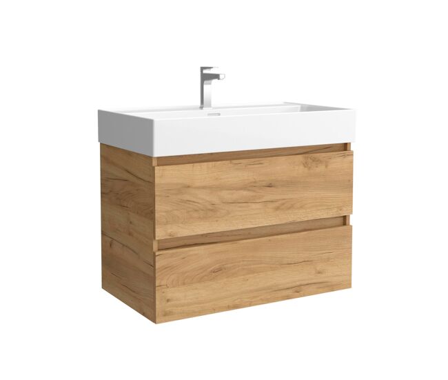 Mueble de baño bequia 100cm + lavabo cerámica | roble |100x45x66