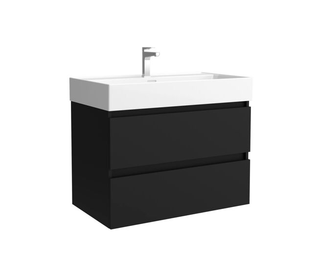 Mueble de baño bequia 80cm + lavabo cerámica | negro mate|80x45x66