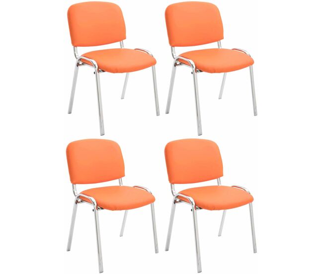 Set de 4 sillas ken cromadas en polipiel simil cuero naranja 48x54x79 cm