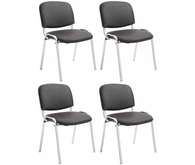 Set de 4 sillas ken cromadas en polipiel simil cuero marrón 48x54x79 cm