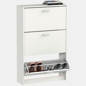 Briebe Nova Sapateira Organizador de Corredor, Móvel Auxiliar Estreito de Madeira para Sapatos, 3 Portas, 119,5x74x25 cm, , Branco
