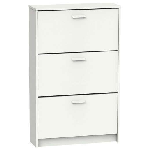 Briebe Nova Sapateira Organizador de Corredor, Móvel Auxiliar Estreito de Madeira para Sapatos, 3 Portas, 119,5x74x25 cm, , Branco